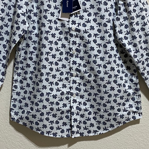Club Room Men's Size Small Long Sleeve Button Up Shirt Blue Floral Pattern NEW - Picture 4 of 13